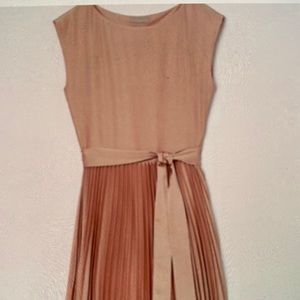 NWT H&M rose gold powder pink pleated dress size small